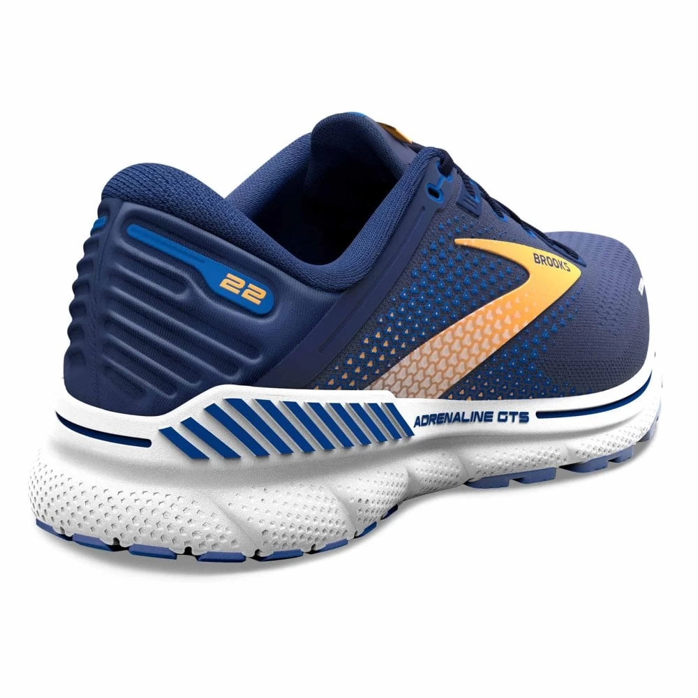 BROOKS Adrenaline GTS 22 Wide 2E Mens Running Shoes Peacoat/Orange/White 2 BROOKS Adrenaline GTS 22 Wide 2E Mens Running Shoes Peacoat/Orange/White - Image 2