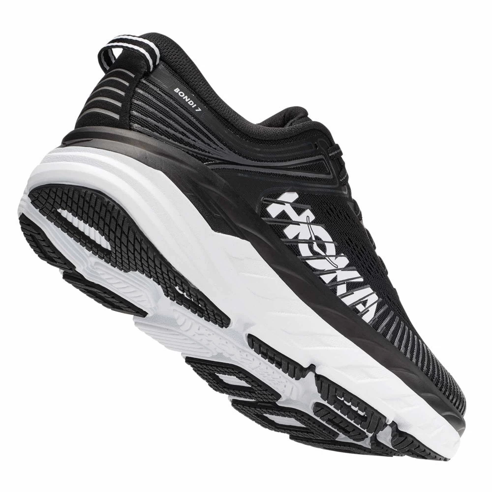Hoka Bondi 7 Wide 2E Mens Road Running Shoes Black/White 2 Hoka Bondi 7 Wide 2E Mens Road Running Shoes Black/White - Image 2
