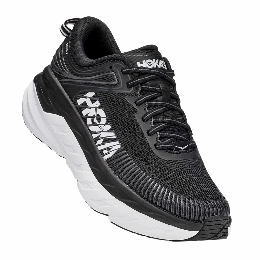 Hoka Bondi 7 Wide 2E Mens Road Running Shoes Black/White 3 Hoka Bondi 7 Wide 2E Mens Road Running Shoes Black/White - Image 3