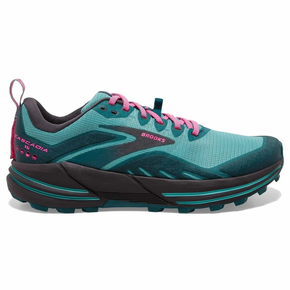 BROOKS Cascadia 16 Womens Trail Running Shoes Porcelain/Blue Coral/Pink 1 BROOKS Cascadia 16 Womens Trail Running Shoes Porcelain/Blue Coral/Pink