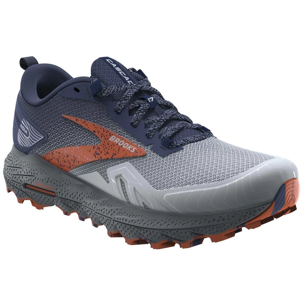 BROOKS Cascadia 17 Mens Trail Running Shoes Blue/Navy/Firecracker 1 BROOKS Cascadia 17 Mens Trail Running Shoes Blue/Navy/Firecracker