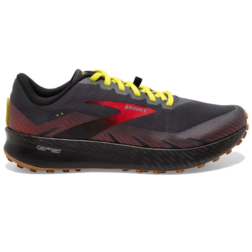 BROOKS Catamount Mens Trail Running Shoes Black/Fiery Red/Blazing Yellow 1 BROOKS Catamount Mens Trail Running Shoes Black/Fiery Red/Blazing Yellow