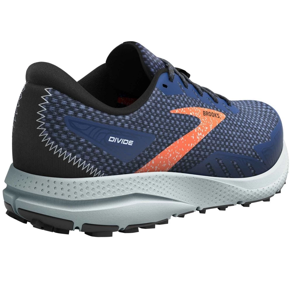 BROOKS Divide 4 Mens Trail Running Shoes Blue/Navy/Firecracker 2 BROOKS Divide 4 Mens Trail Running Shoes Blue/Navy/Firecracker - Image 2