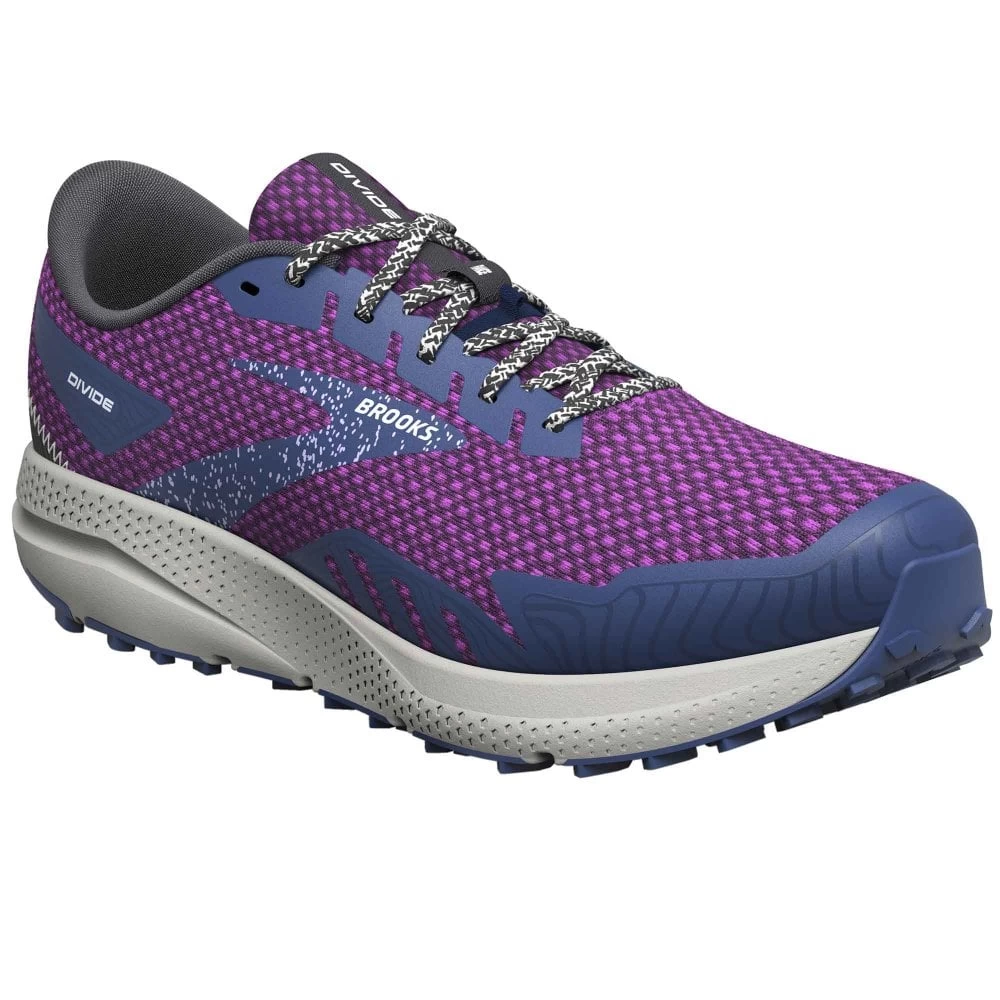 BROOKS Divide 4 Womens Trail Running Shoes Purple/Navy/Oyster 1 BROOKS Divide 4 Womens Trail Running Shoes Purple/Navy/Oyster