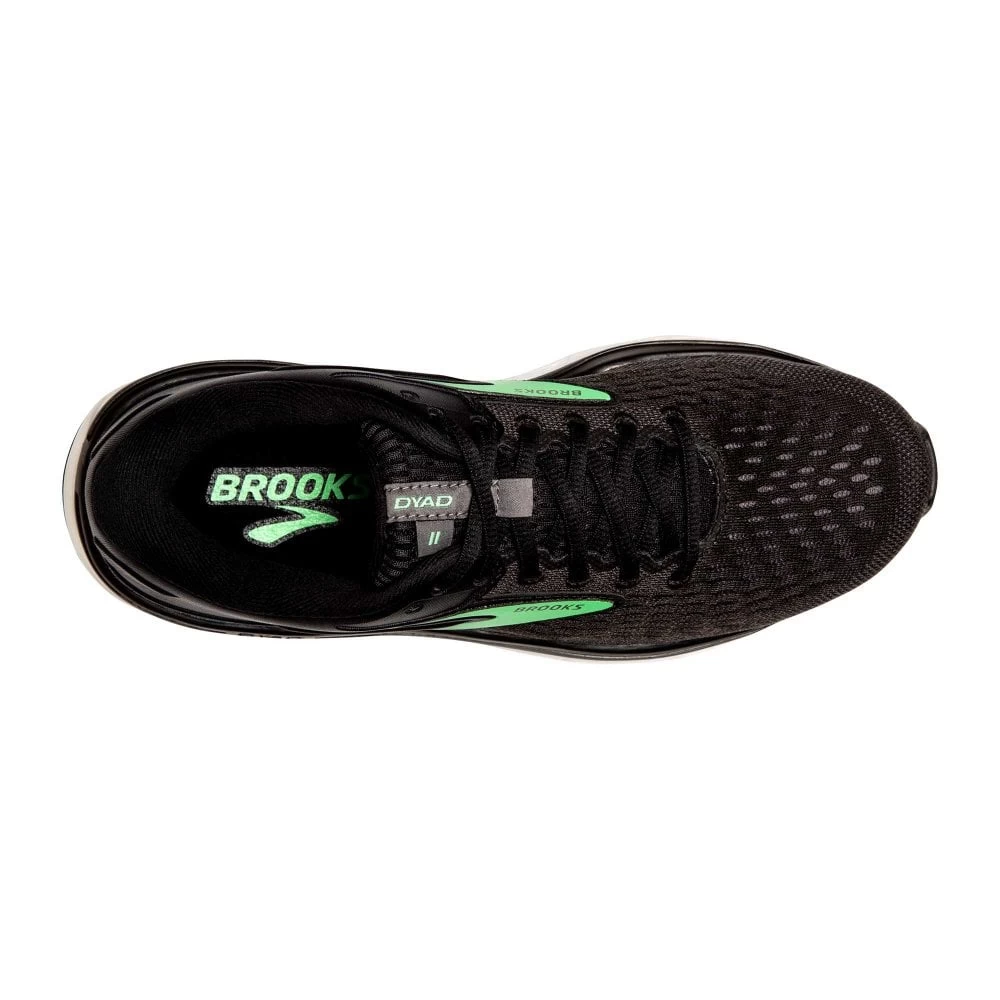 BROOKS Dyad 11 Womens Road Running Shoes Black/Ebony/Green 2 BROOKS Dyad 11 Womens Road Running Shoes Black/Ebony/Green - Image 2