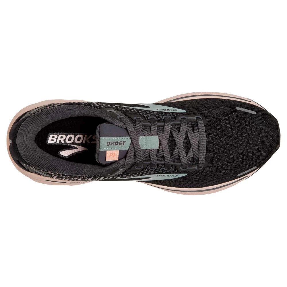 BROOKS Ghost 14 Womens Running Shoes Black/Pearl/Peach 2 BROOKS Ghost 14 Womens Running Shoes Black/Pearl/Peach - Image 2