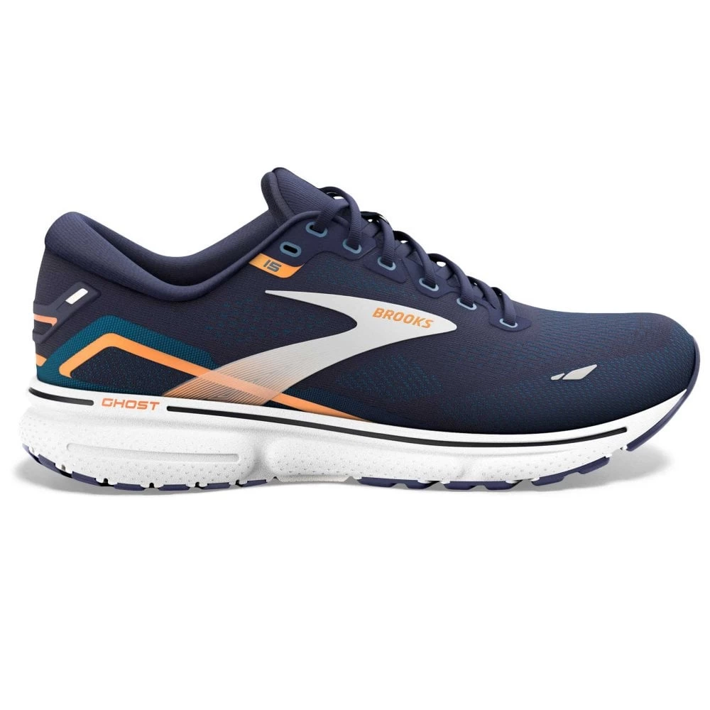 BROOKS Ghost 15 Wide 2E Mens Running Shoes Peacoat/Blue/Orange Pop 1 BROOKS Ghost 15 Wide 2E Mens Running Shoes Peacoat/Blue/Orange Pop