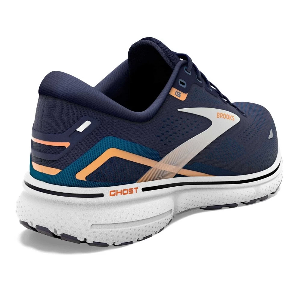 BROOKS Ghost 15 Wide 2E Mens Running Shoes Peacoat/Blue/Orange Pop 2 BROOKS Ghost 15 Wide 2E Mens Running Shoes Peacoat/Blue/Orange Pop - Image 2