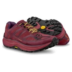 Topo Athletic MTN Racer Womens Trail Running Shoes Berry/Gold -Best Shoe Store mtn racer womens cushioned low drop foot shape trail running shoes berry gold p5243 19687 image