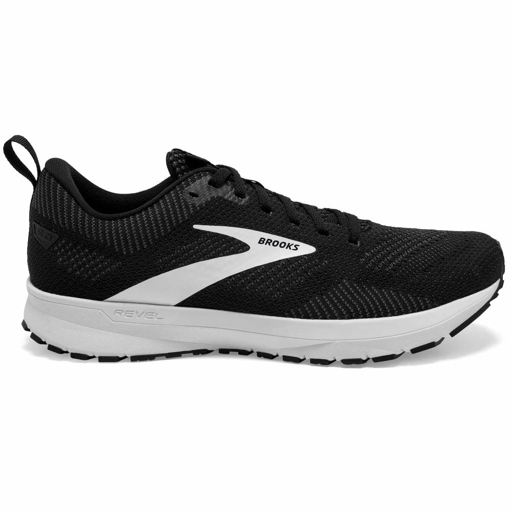 BROOKS Revel 5 Mens Road Running Shoes Black/Grey/White 1 BROOKS Revel 5 Mens Road Running Shoes Black/Grey/White